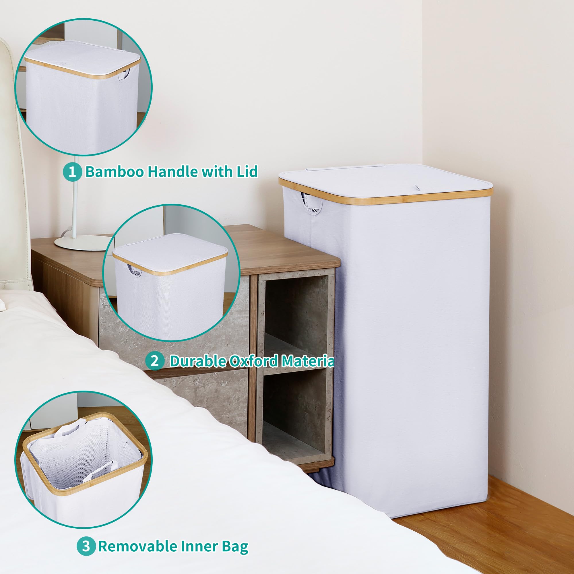 Waterproof fabric and lid help protect clothes and control odors