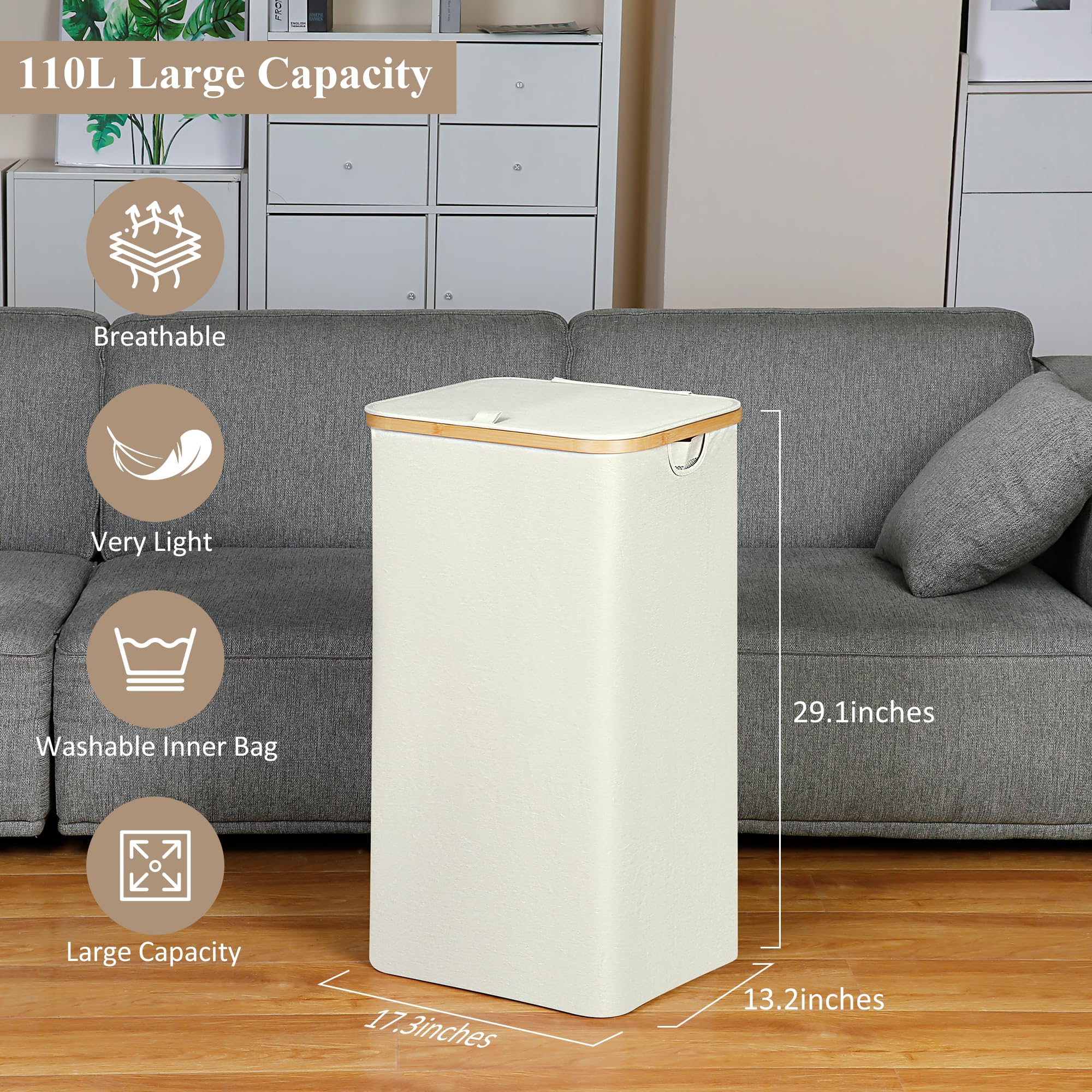 Removable inner bag of iEGrow laundry basket for simple sorting