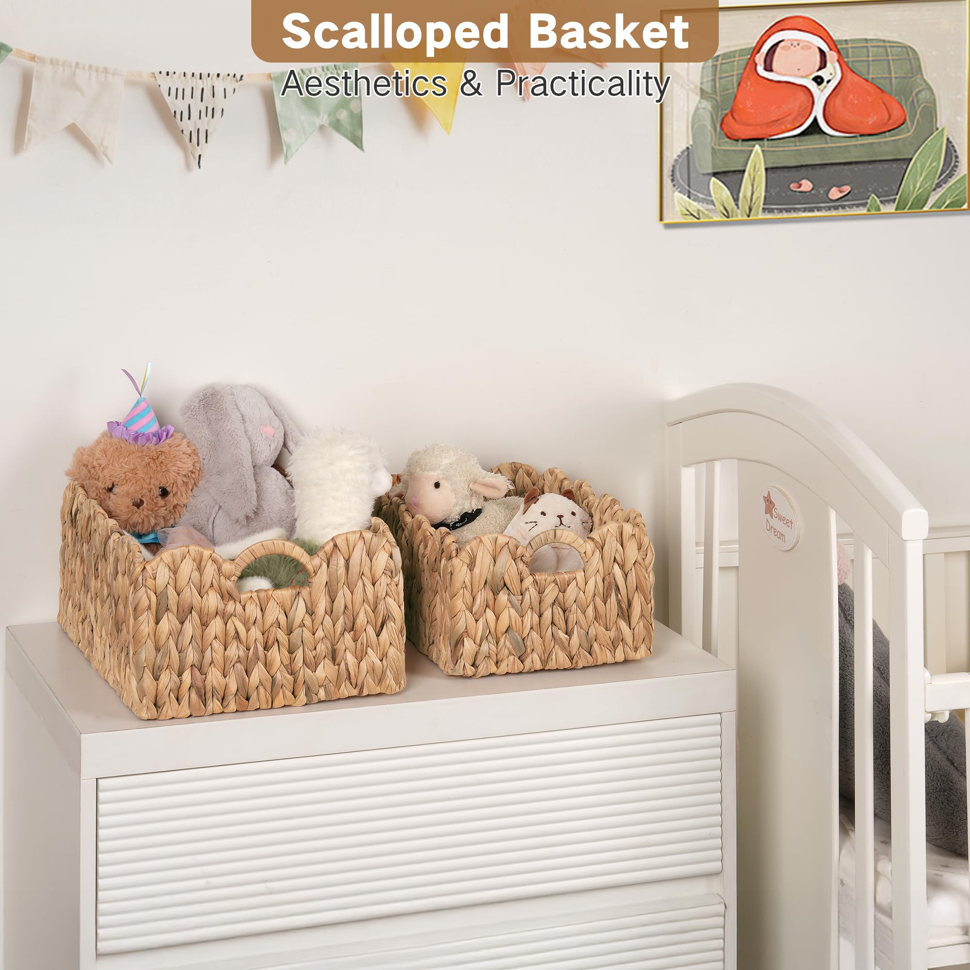 IEGROW scalloped wicker basket in 12-8l size for neat organization
