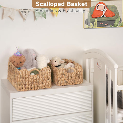 IEGROW scalloped wicker basket in 12-8l size for neat organization