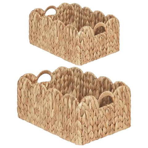 IEGROW scalloped wicker basket in 14-6l size for stylish storage