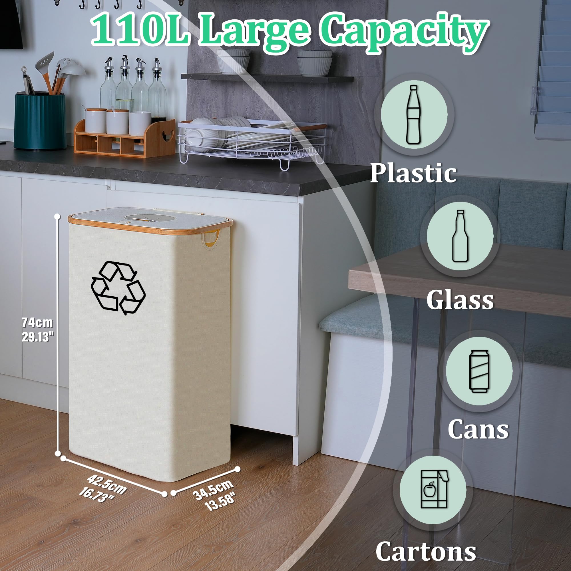 iegrow waterproof durable bin with bamboo handle for easy carrying