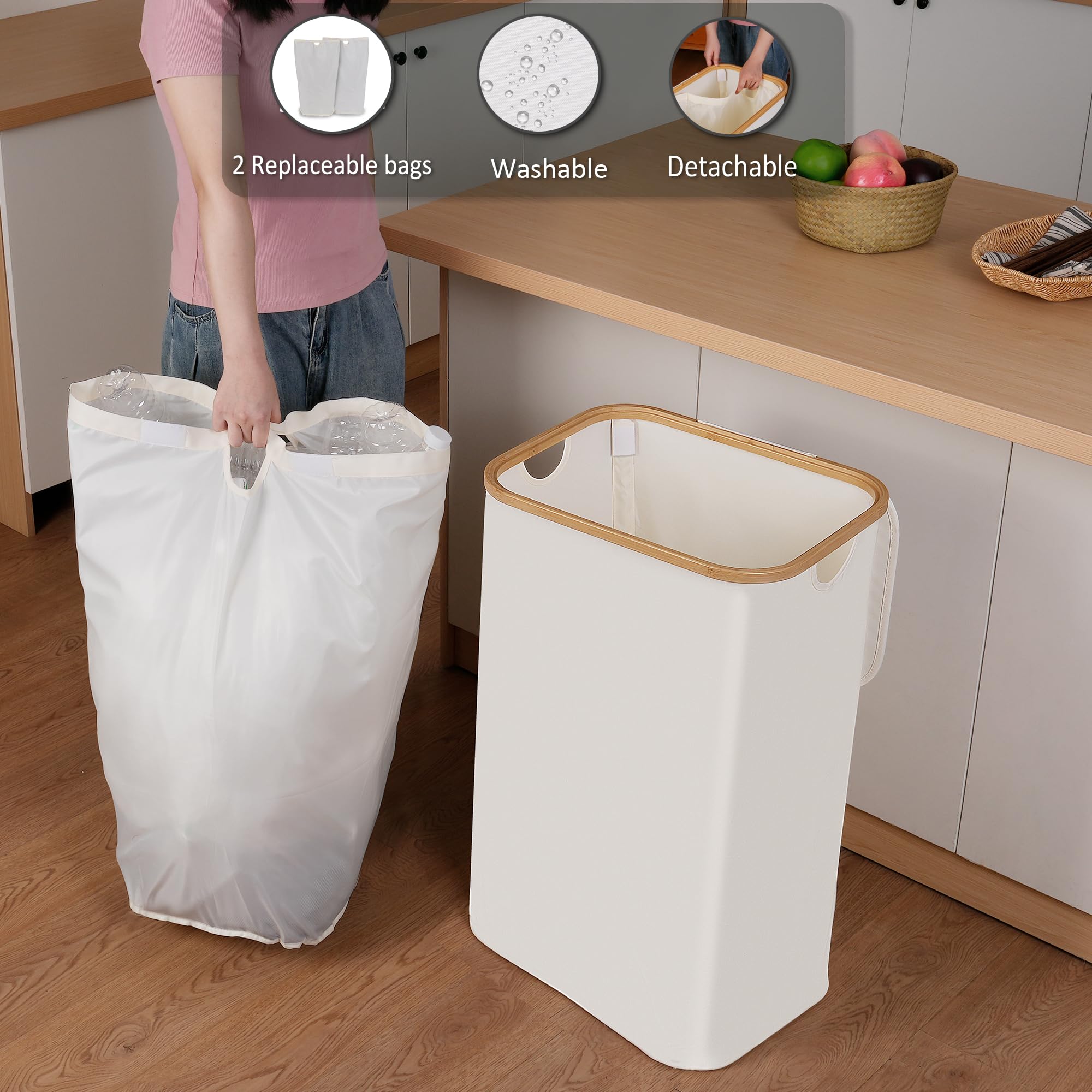 iEGrow waterproof durable fabric with bamboo handle withstands daily kitchen use.