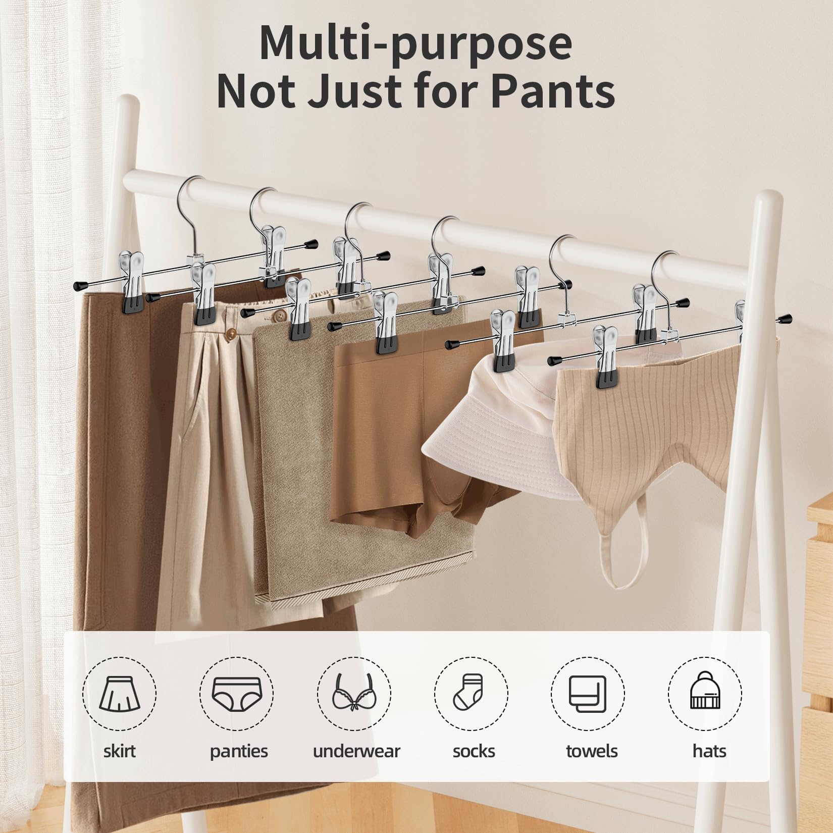 IEOKE adjustable clip pants hangers fit different waist sizes without snagging
