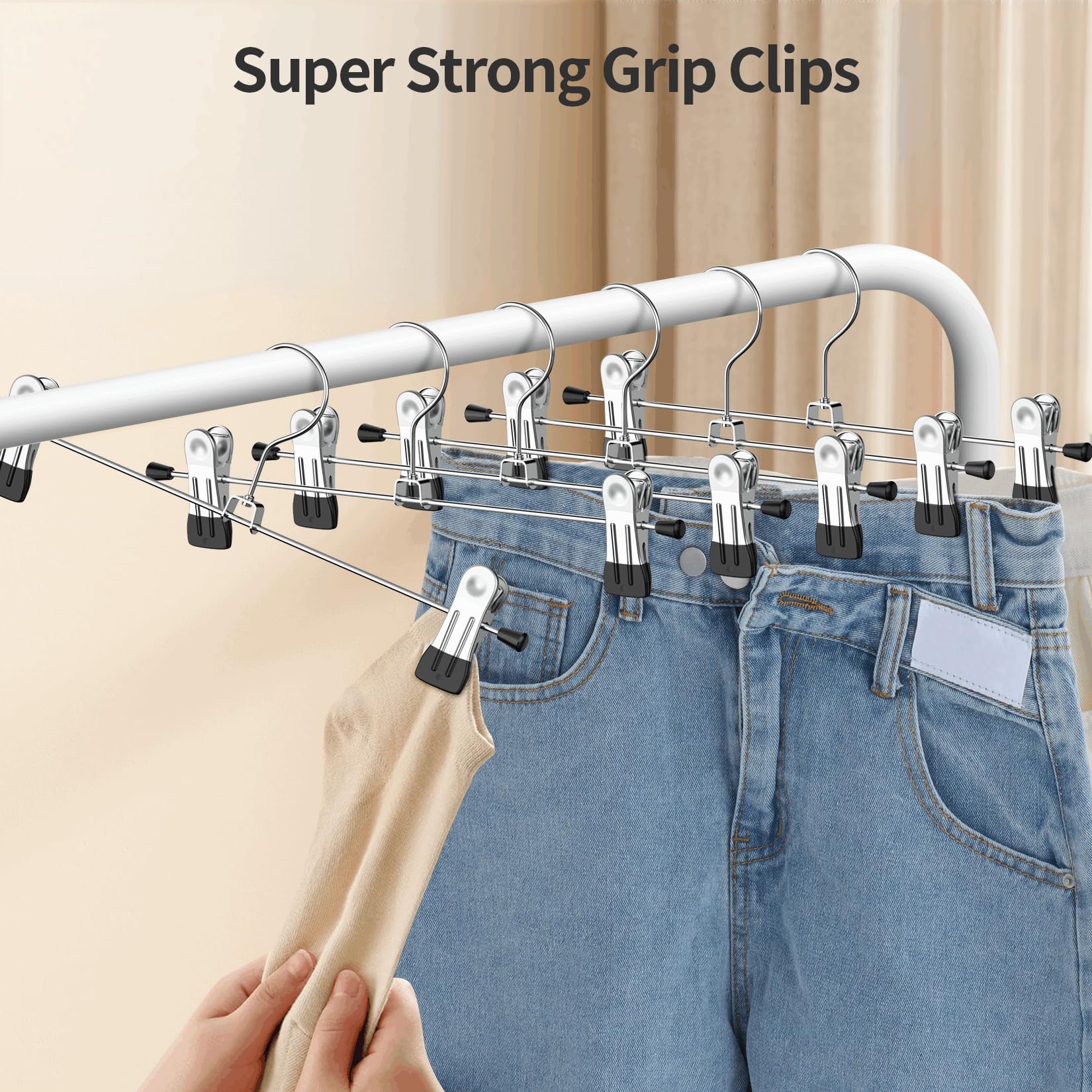 IEOKE adjustable clips accommodate various garment sizes