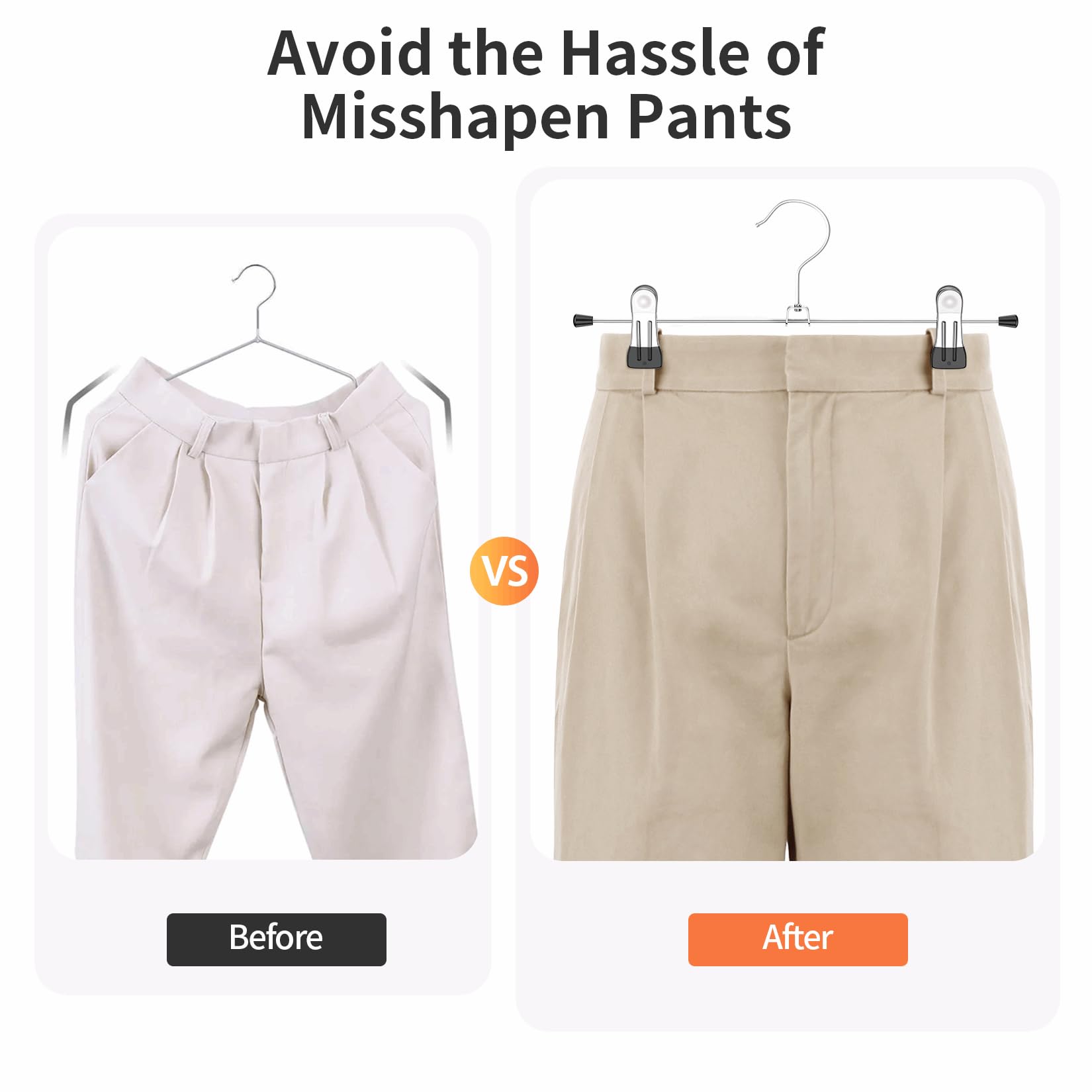 IEOKE metal trouser hangers with 360-degree swivel hook save closet space