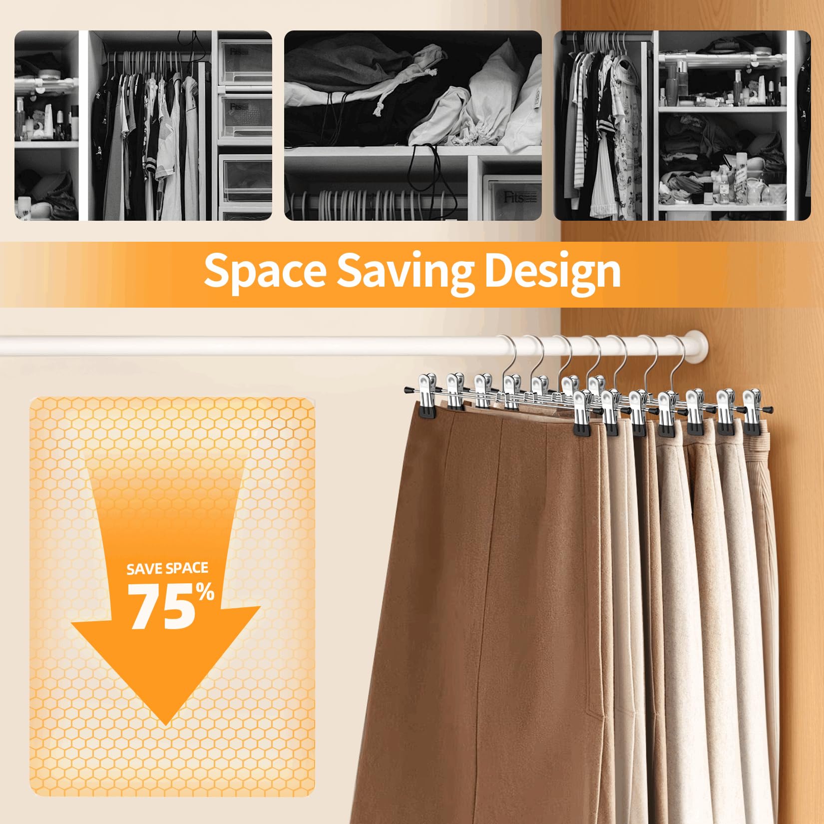 IEOKE 50-pack hangers maximize storage efficiency in compact closets.