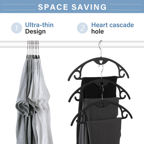 IEOKE velvet hangers feature a 360-degree chrome hook for easy sorting