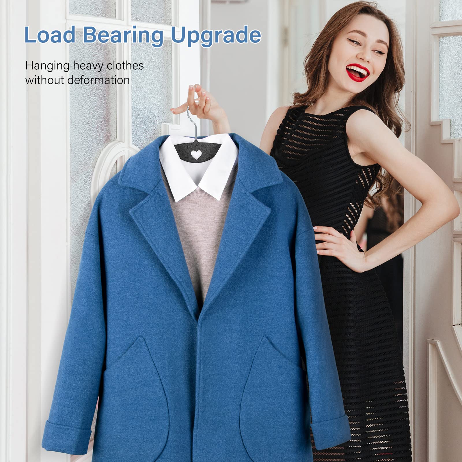 IEOKE velvet hangers contoured shoulders protect coats and dresses from creases