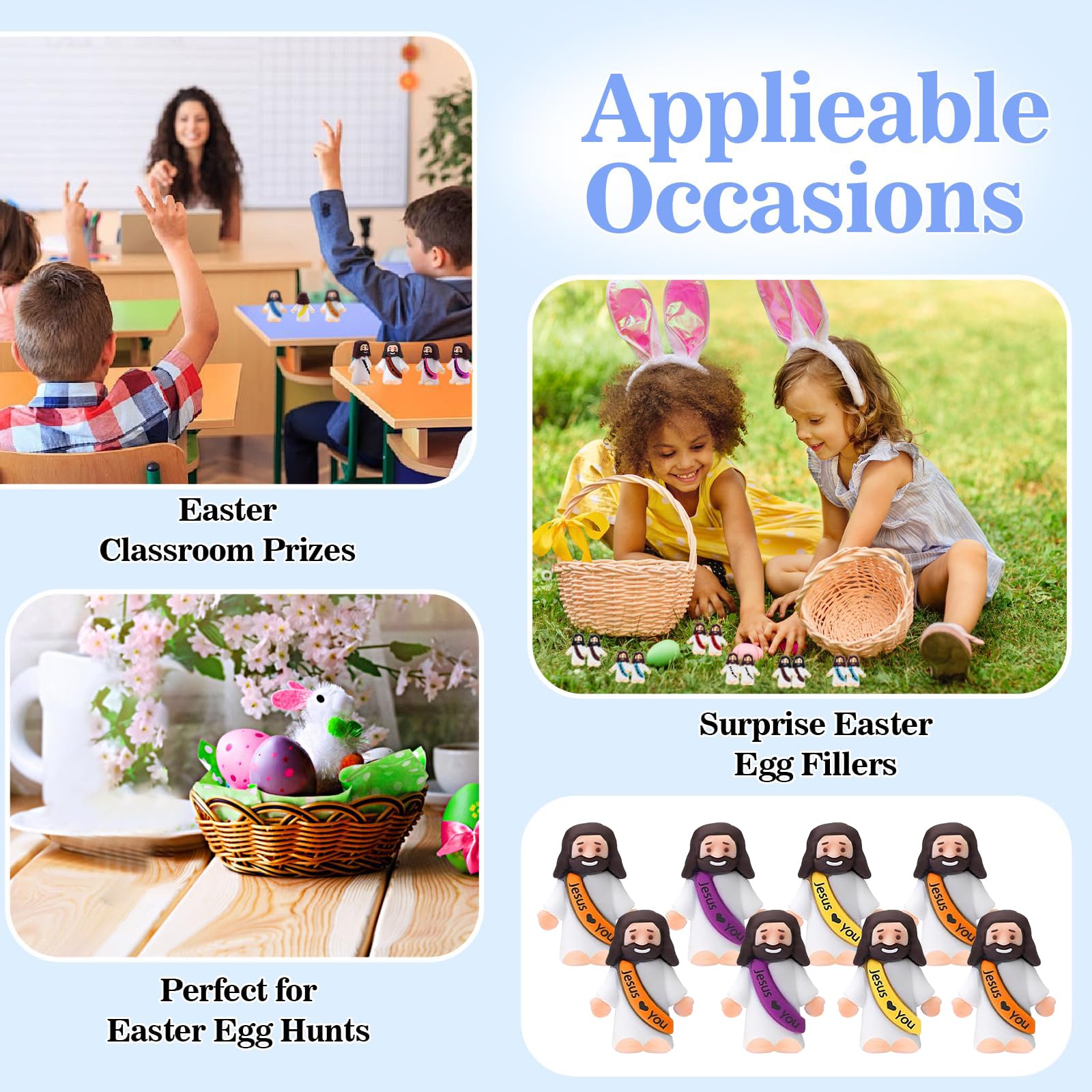 IEUHDKWL mini Jesus figurines in bulk for holiday decorations and classroom displays.