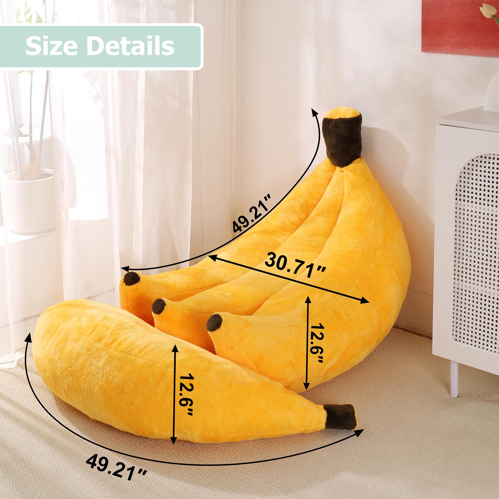IEVENW banana bean bag ottoman provides full-body comfort and foot support.