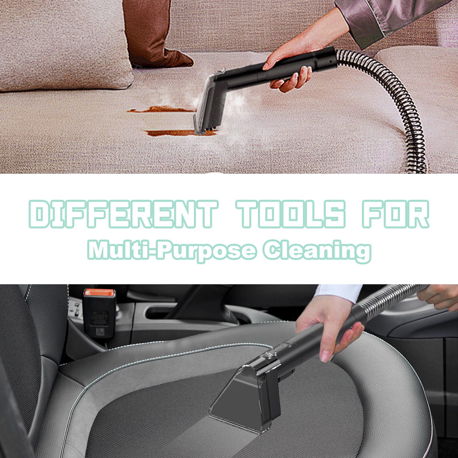 IEVENW cleaner on carpets, sofas, and car interiors for versatile cleaning.