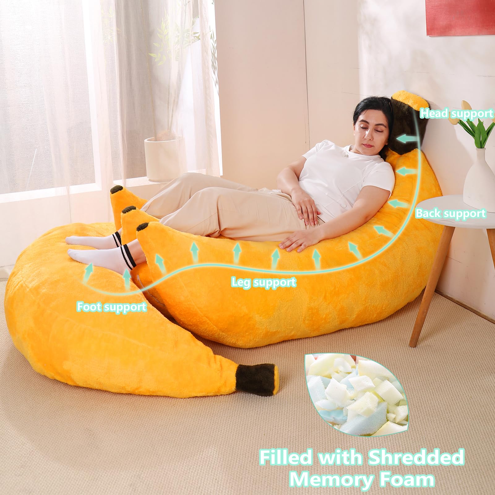 IEVENW plush bean bag interior provides soft, contouring comfort for long reading sessions.