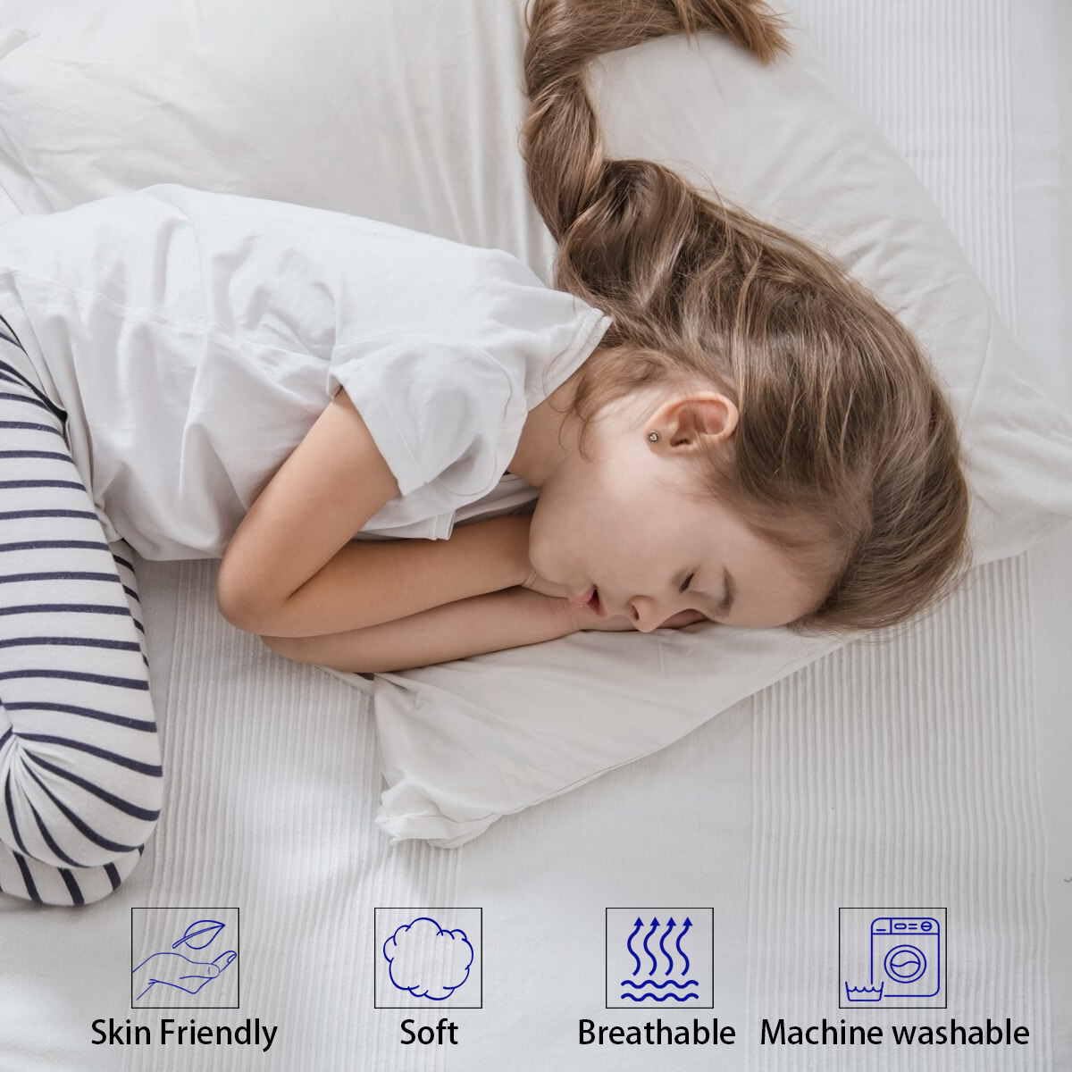iFaon thin flat pillow side view demonstrates compact support for back sleepers