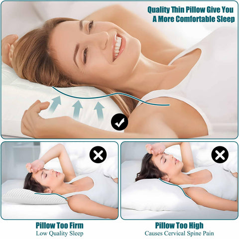 ifaon Ultra Flat Pillow side profile demonstrates slim design for stomach sleepers.