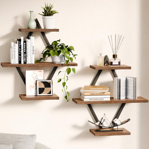 iFaveorr floating shelves 3-tier iron frame for stylish storage.