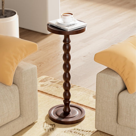 iFaveorr solid wood drink table edge-protected-top protects items from slipping.