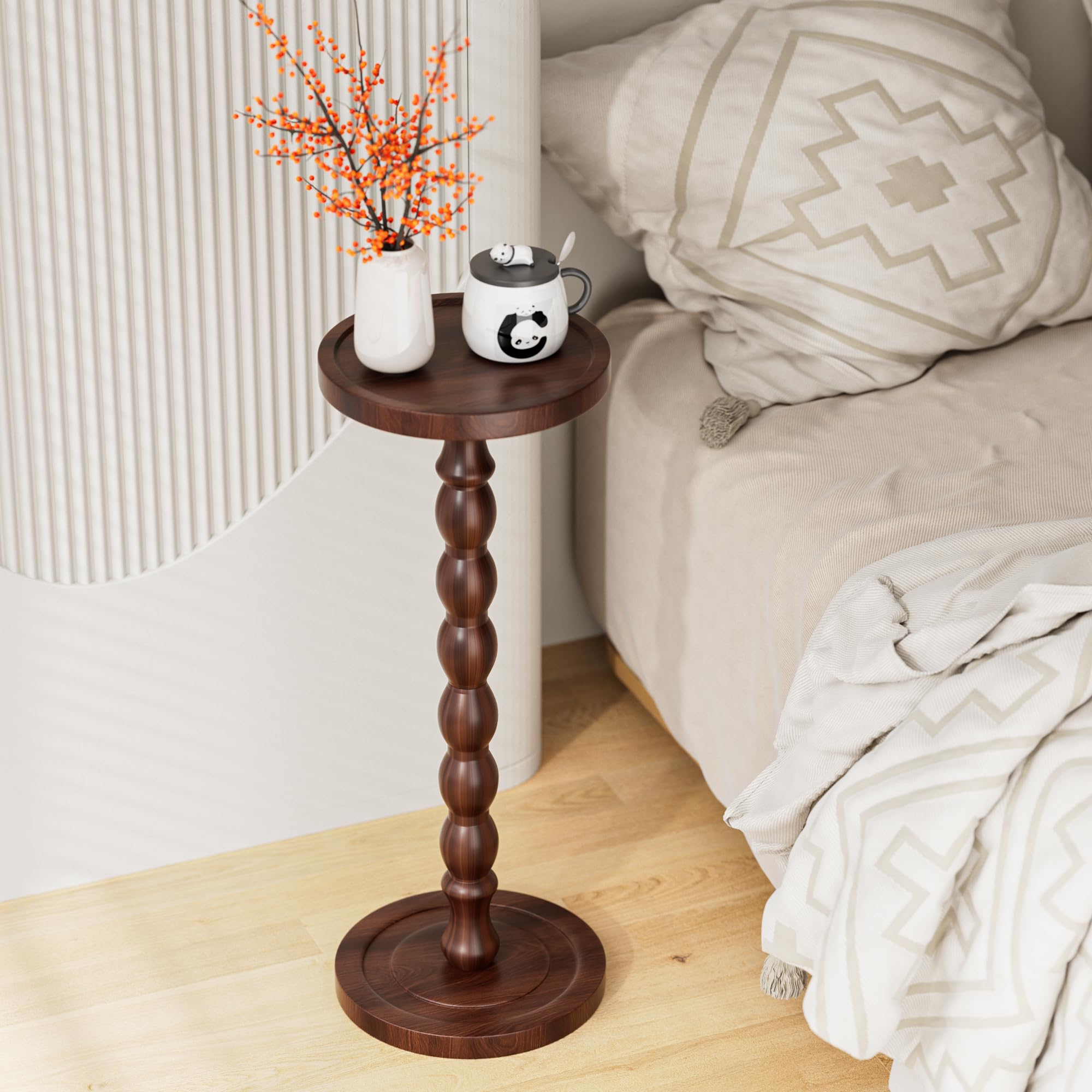 iFaveorr solid wood drink table multi-use-layout fits drinks, plants, or display.
