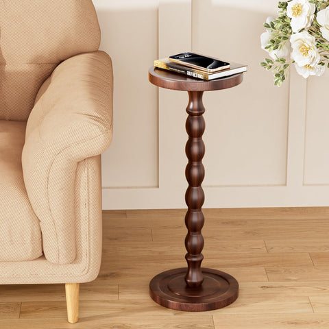 iFaveorr solid wood drink table thick-base boosts stability.
