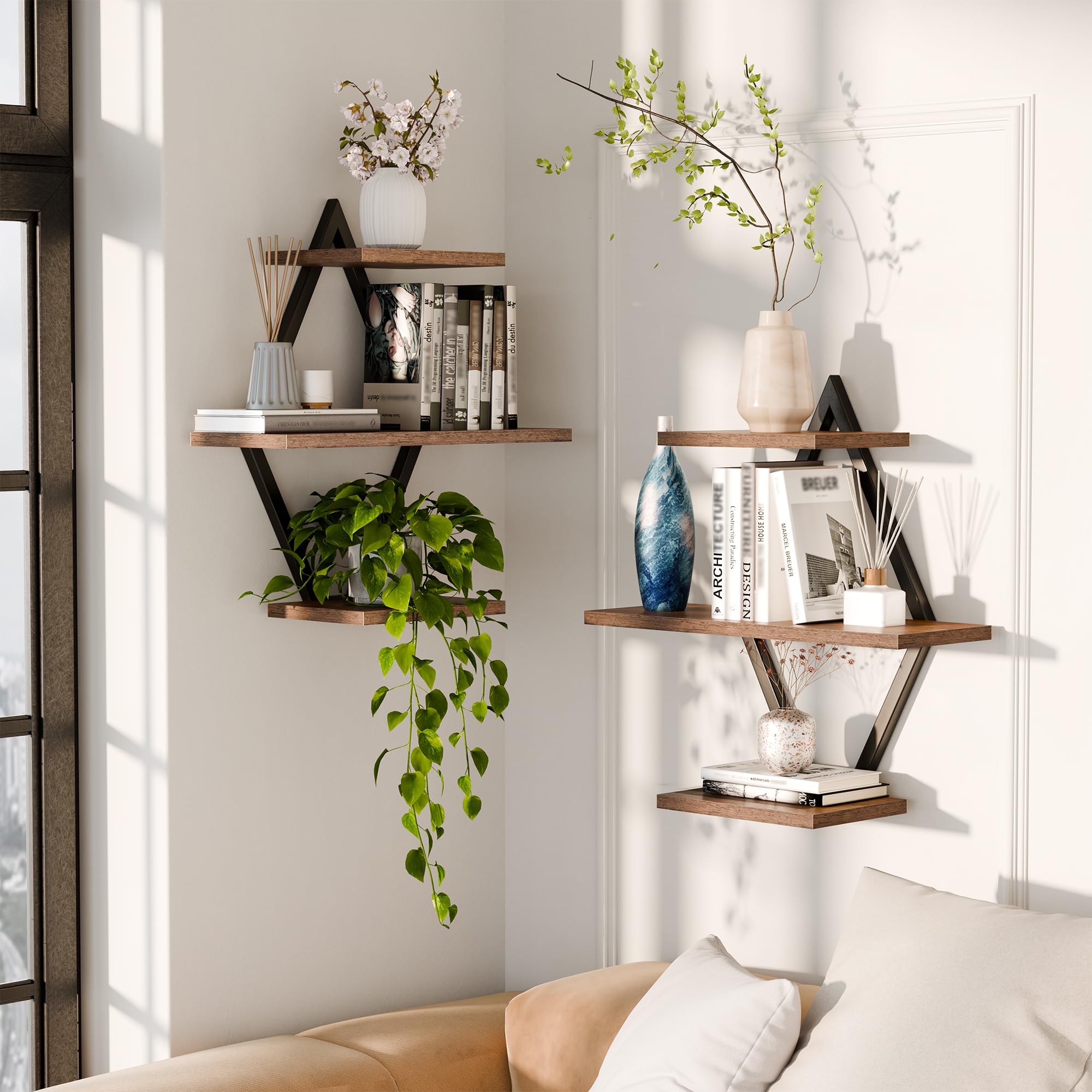 iFaveorr wall-mounted shelves offer a 3-tier design for decor.