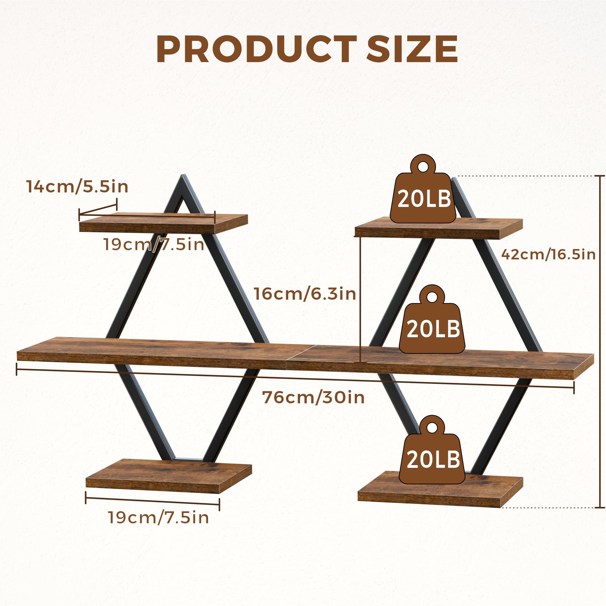 iFaveorr rustic brown wall shelves add warmth and versatility.