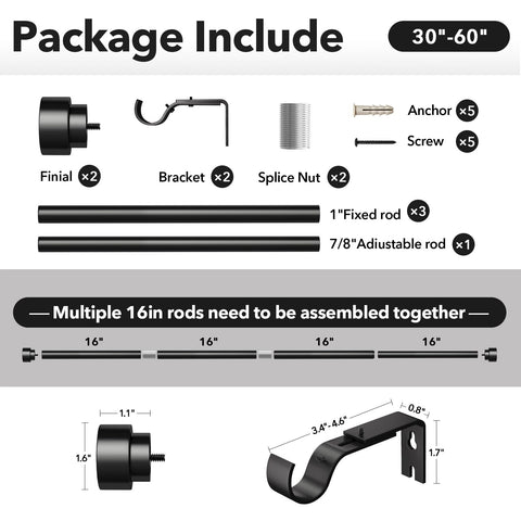 IFELS curtain rod supports up to 50 pounds for diverse curtain weights.