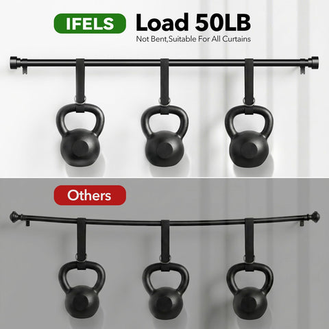 IFELS adjustable rod extended from 30 to 60 inches for wide windows.