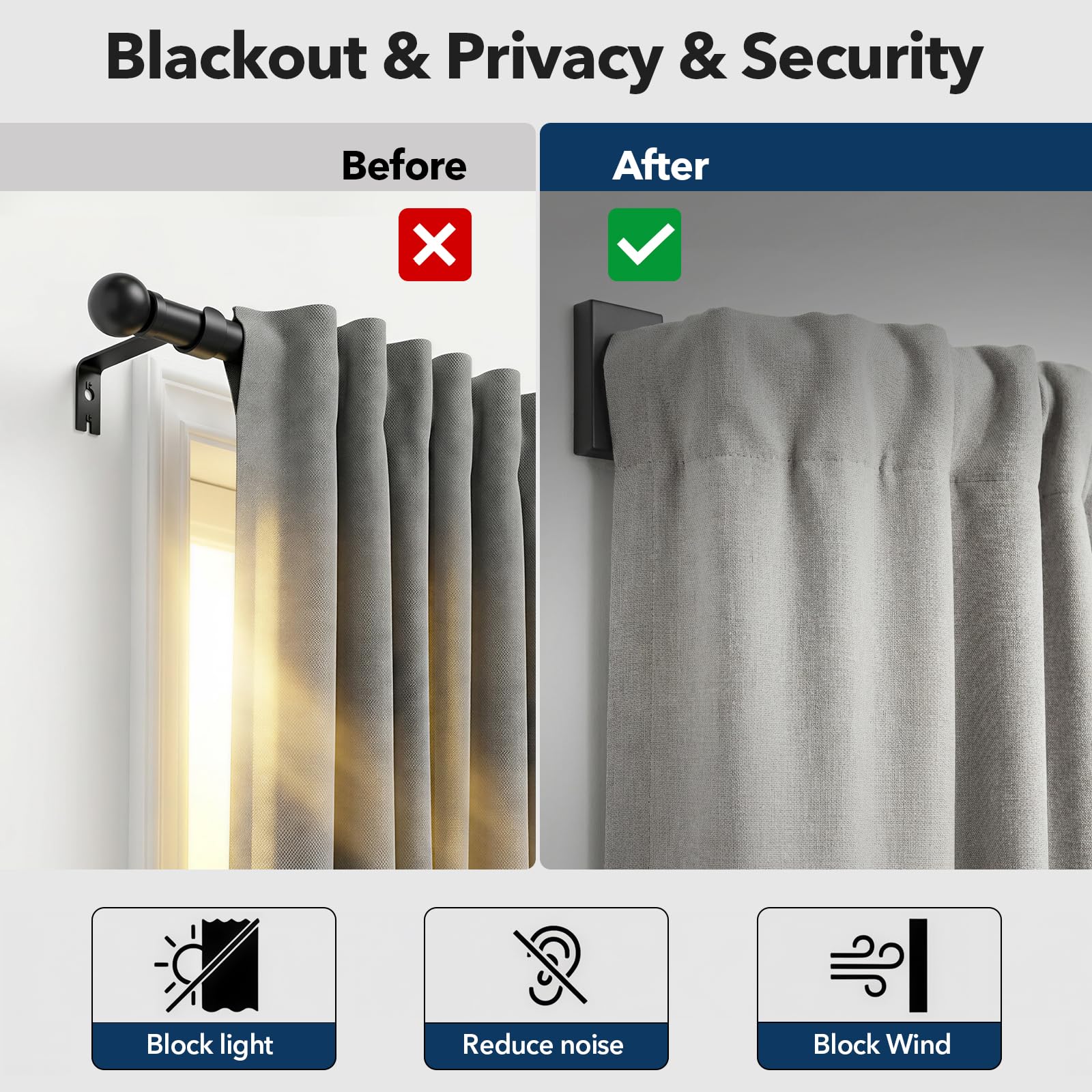 IFELS adjustable-width option fits many window sizes for a cohesive look.