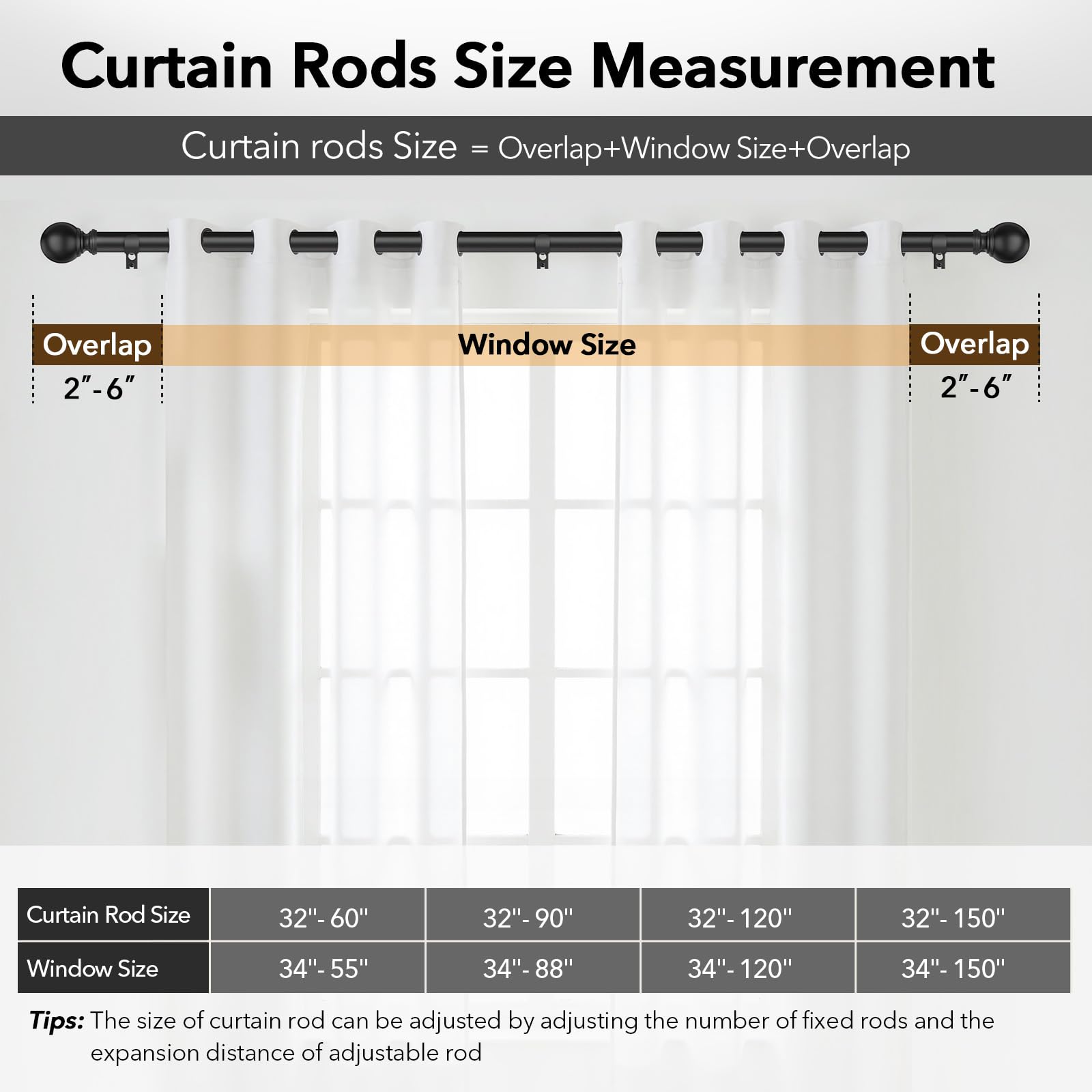 IFELS 1-inch diameter curtain rod in matte black suits modern interiors.