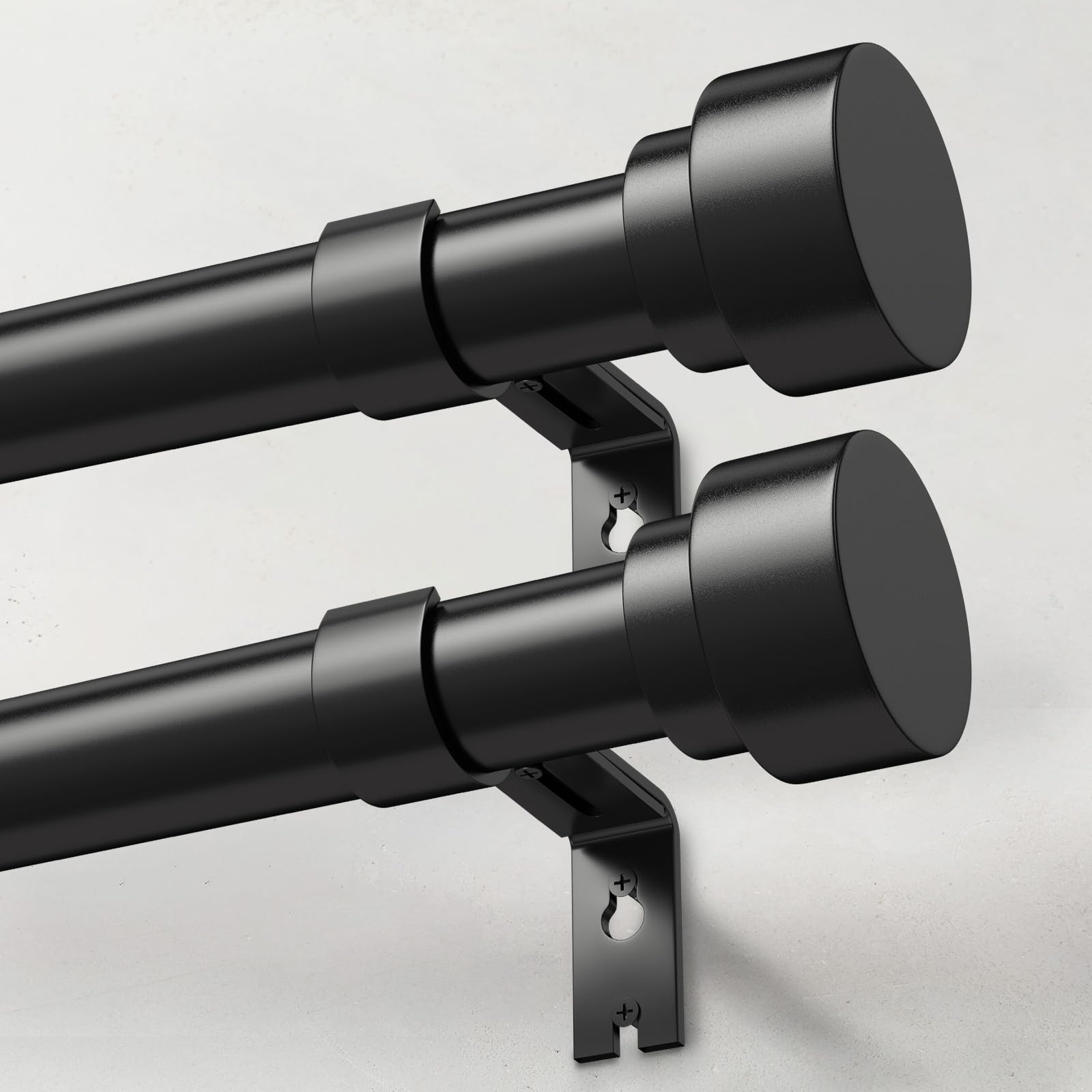 IFELS 2-pack heavy-duty curtain rods left view showing sturdy build for heavy drapes