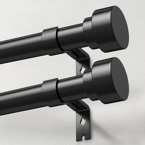 IFELS 2-pack heavy-duty curtain rods left view showing sturdy build for heavy drapes