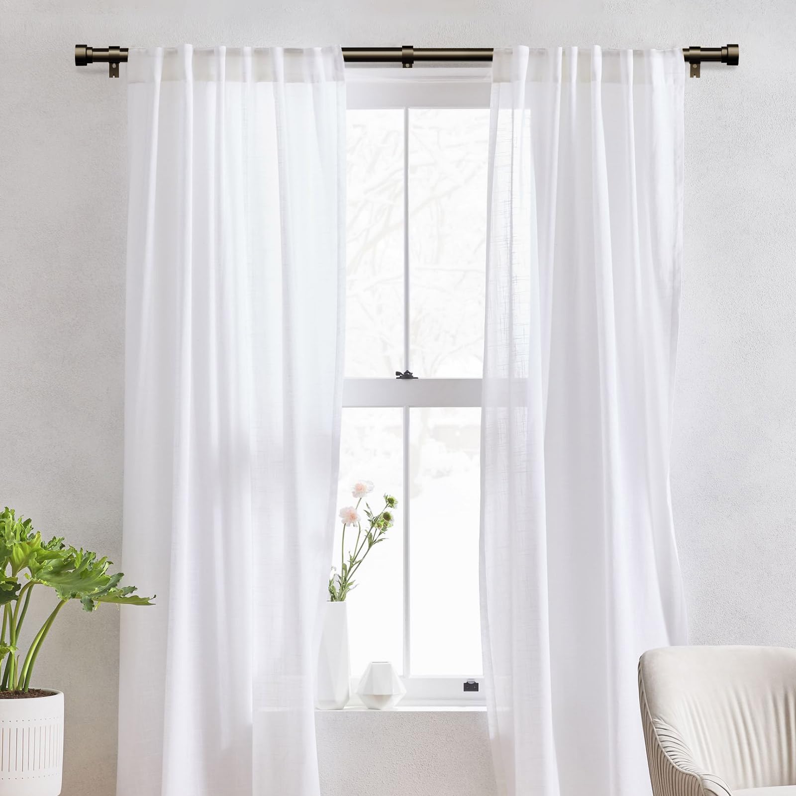 IFELS bronze finish curtain rod with mounting brackets for secure, fast installation.