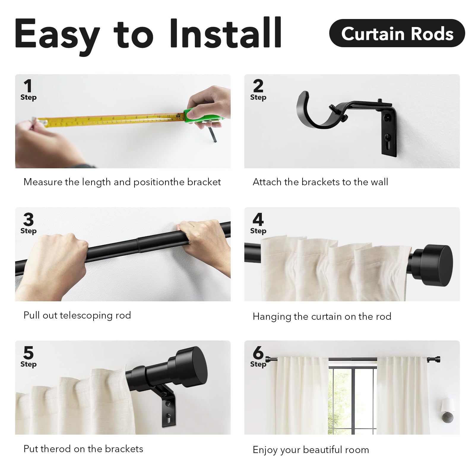 IFELS curtain rod packaged in box ready to install