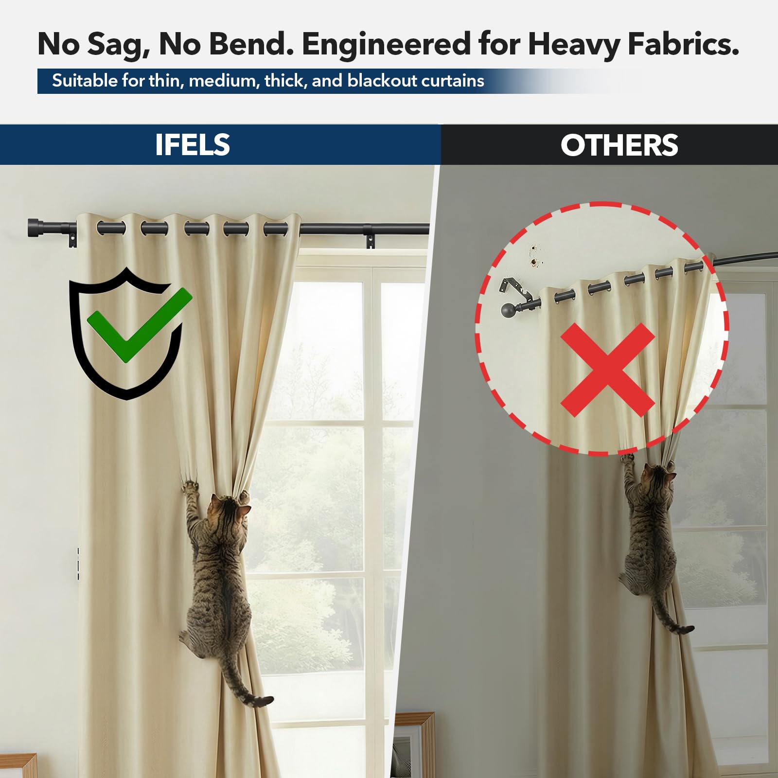 IFELS thick-walled rod and sturdy brackets provide reliable, lasting support