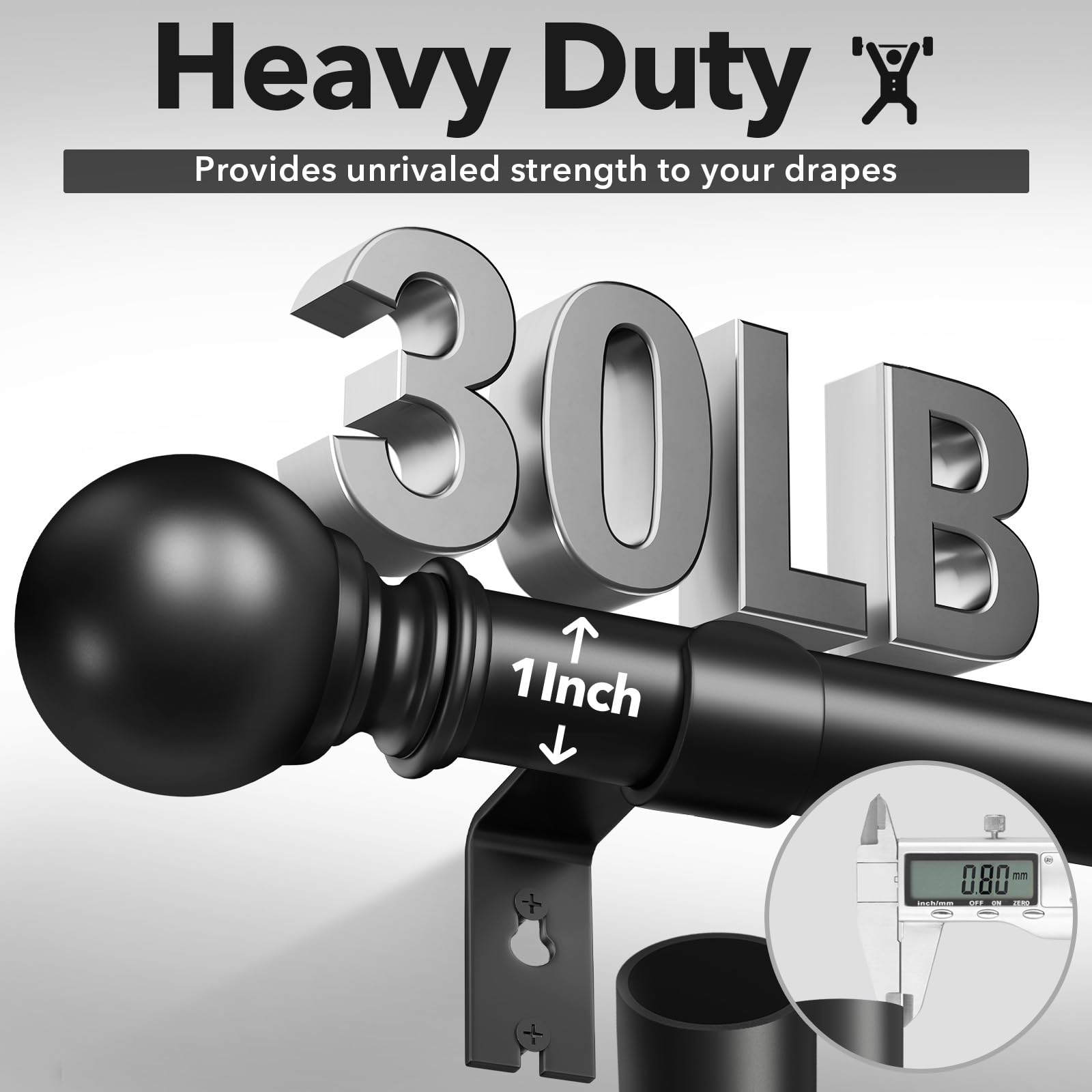 IFELS curtain rod with wall screws included for quick mounting.