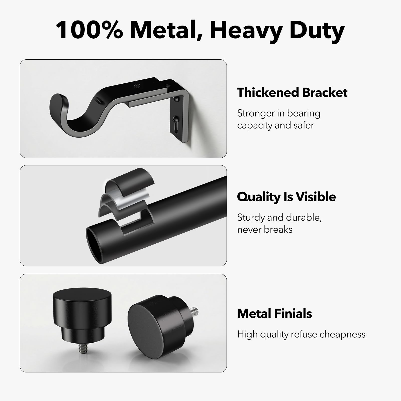 IFELS easy install curtain rods with adjustable brackets for precise fit.