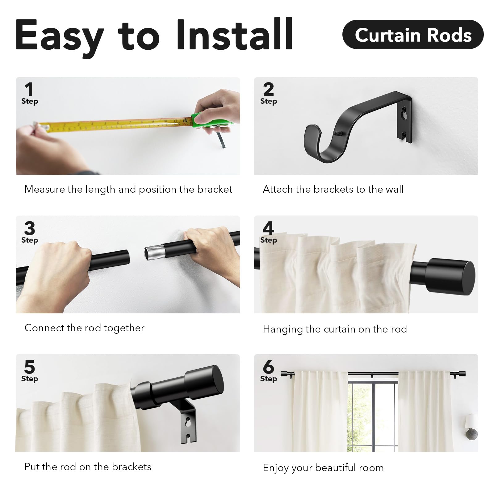 IFELS farmhouse-industrial style curtain rod enhances cozy living spaces