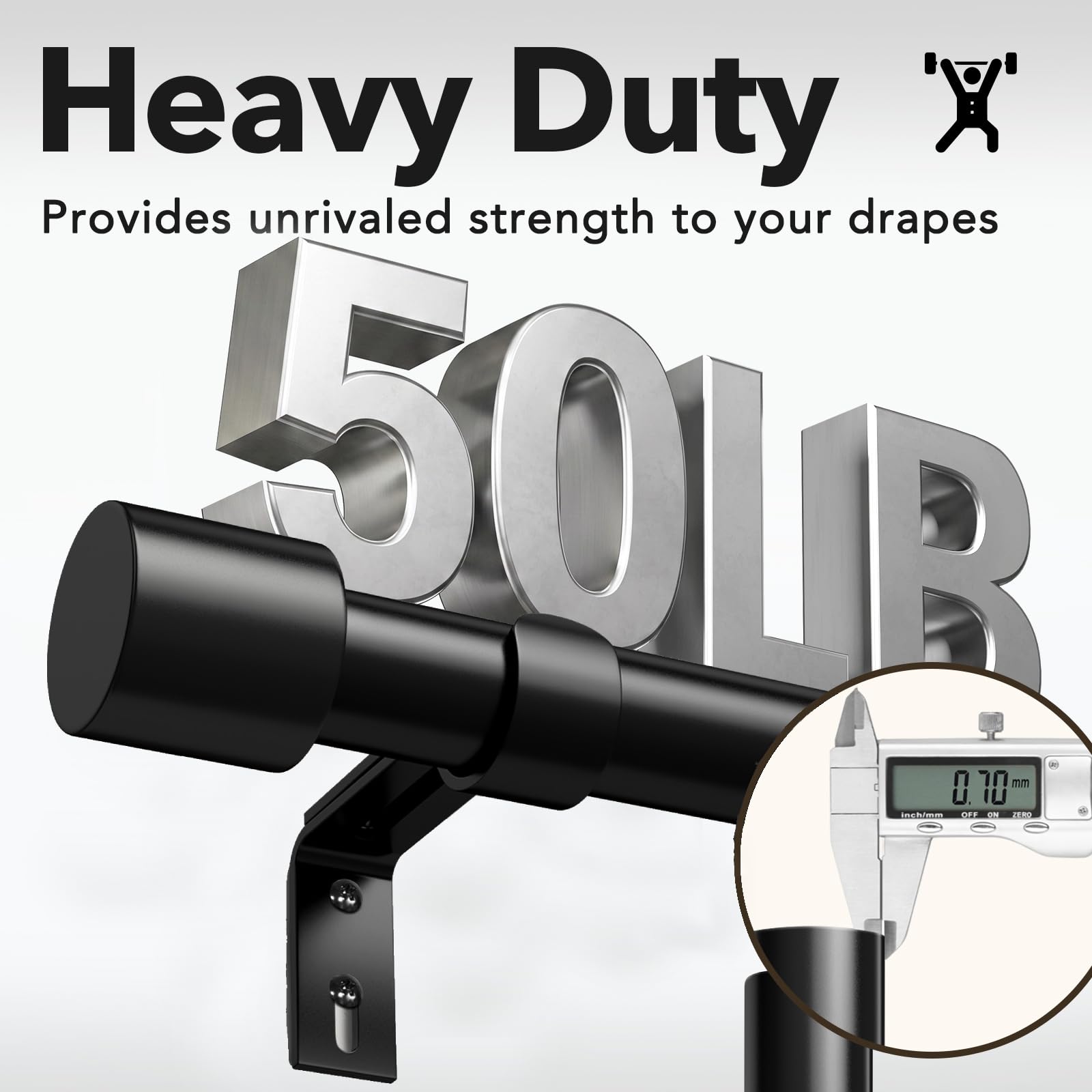 IFELS matte-black finish drapery rod for a sleek contemporary look