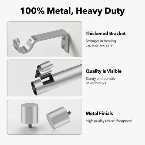 Matte silver finish with clean end caps.