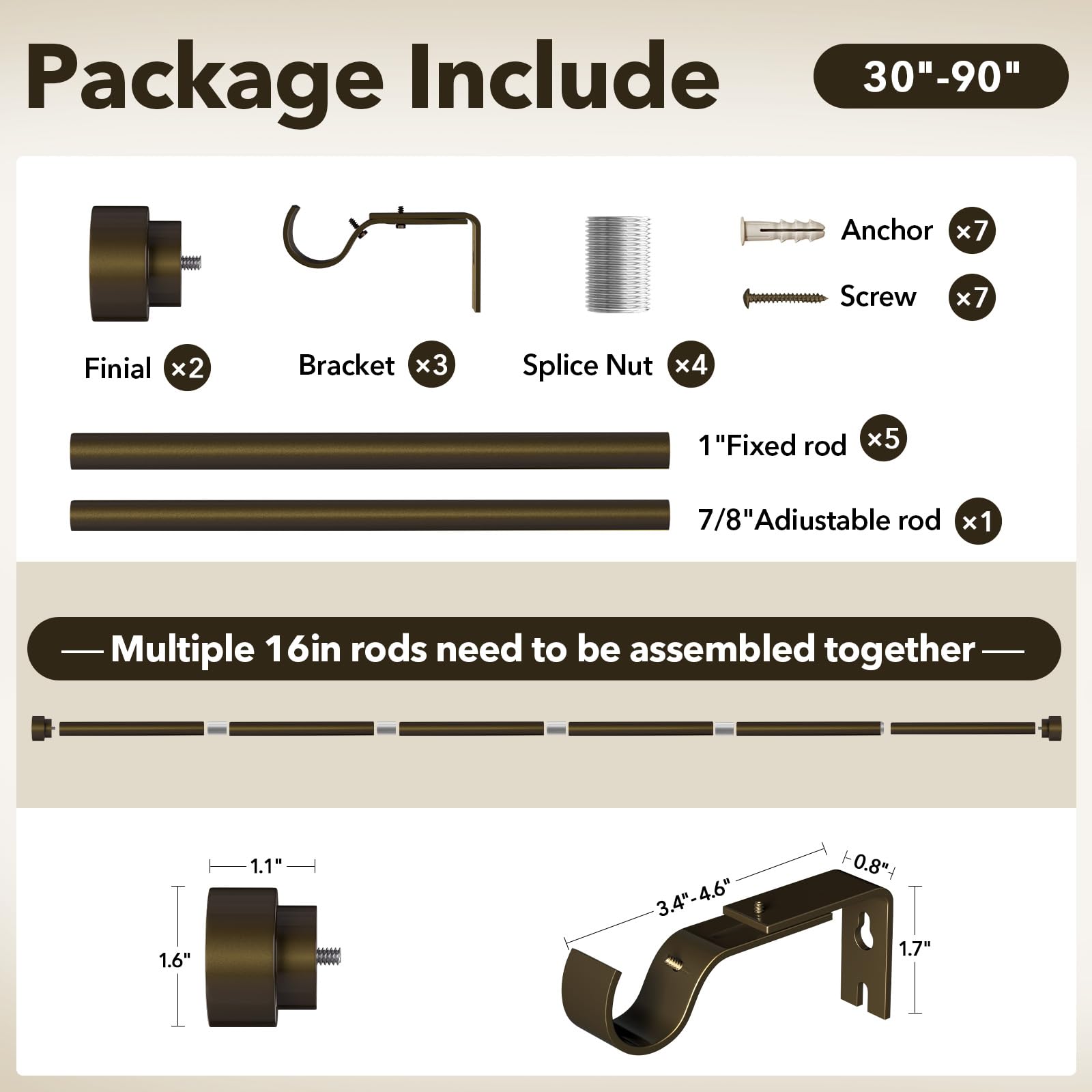 IFELS outdoor patio curtain rod with bronze finish for outdoors.