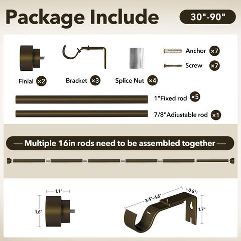 IFELS outdoor patio curtain rod with bronze finish for outdoors.