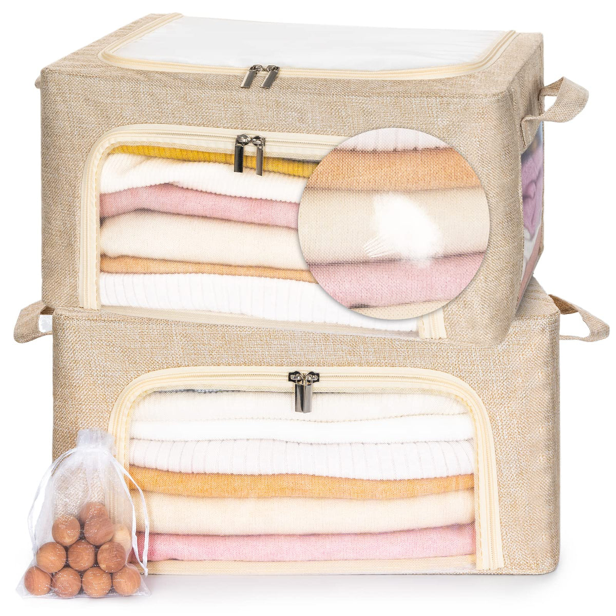 ifeolo 22L cashmere storage bag with cedar ball preserves sweater freshness for delicate knits.