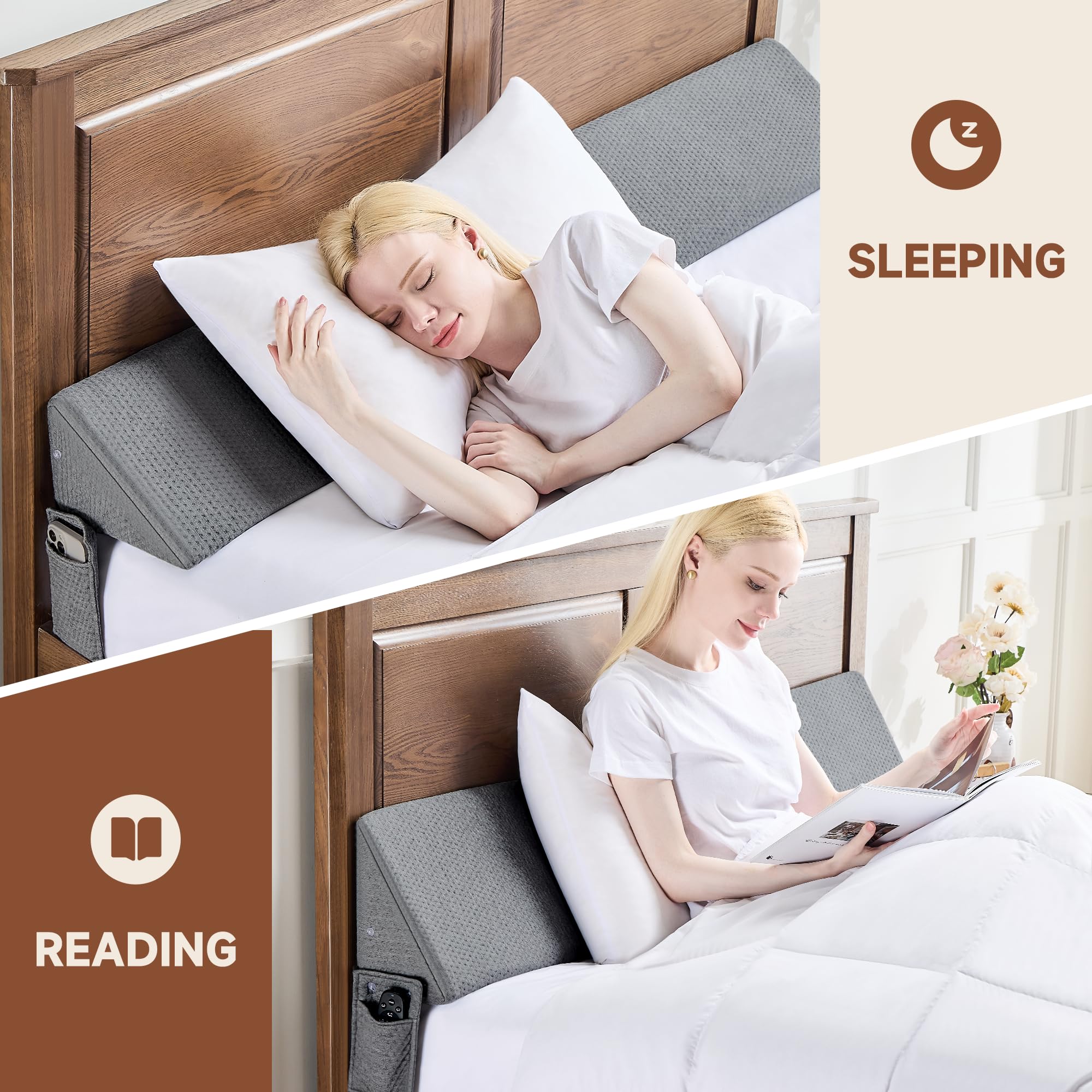 IFNOW wedge pillow pocket design holds remotes and glasses neatly