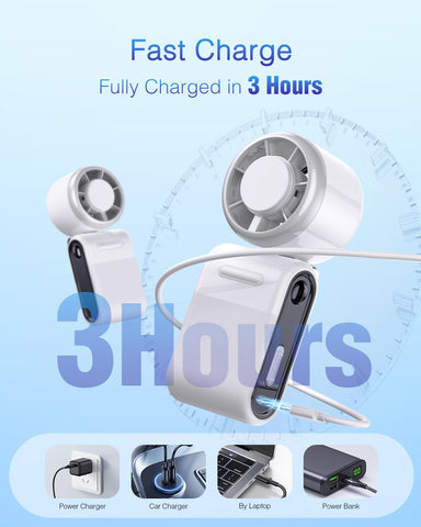 iFunSky mini fan supports desktop, neck, and handheld 3in1 modes.