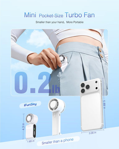 iFunSky mini fan weighs only 0.2 lb for effortless portability.