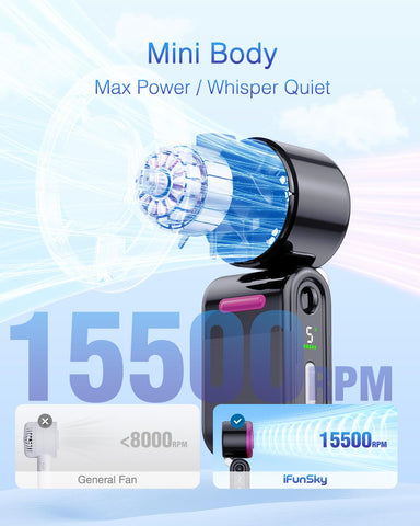 iFunSky mini fan folded design saving space in pocket or bag