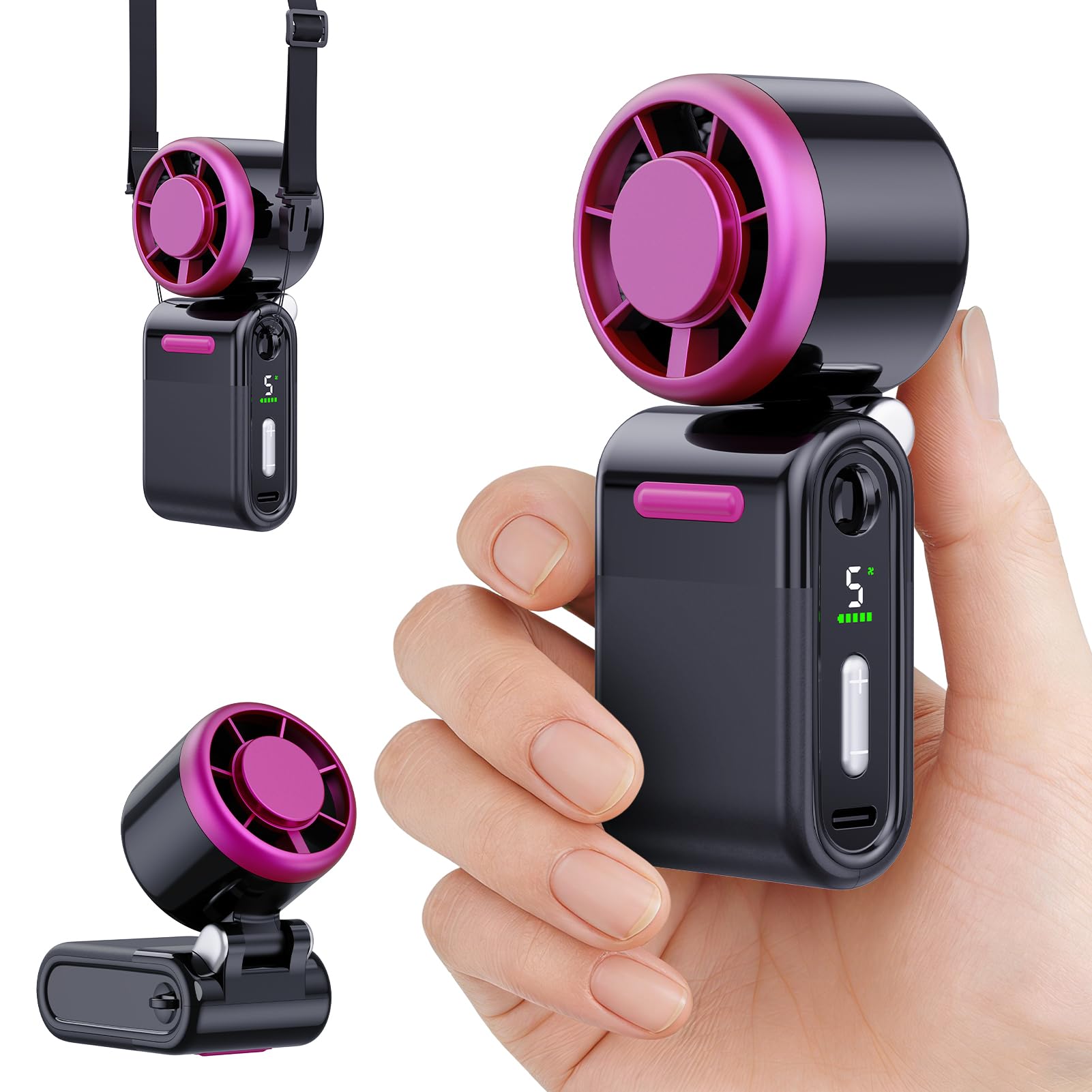 iFunSky mini fan front view showing compact power for travel cooling