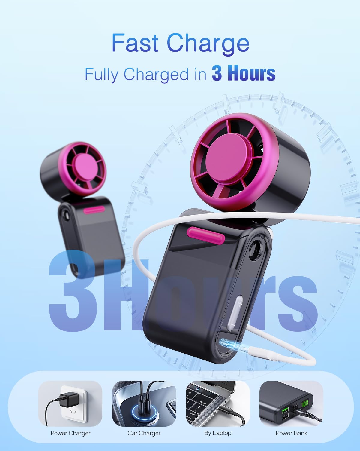 iFunSky mini fan USB charging for on-the-go power