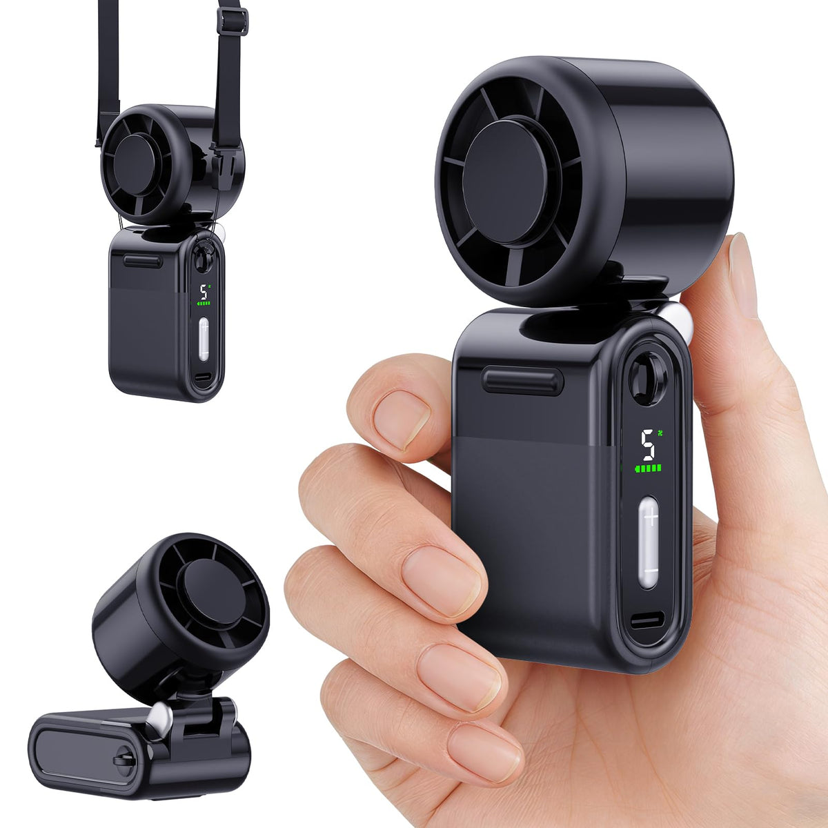 iFunSky mini portable turbo fan – front view showing compact pocket-friendly design for on-the-go cooling.
