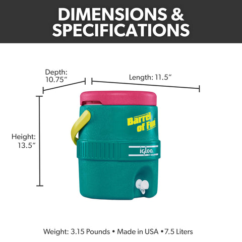 Igloo Jade retro jug highlights 2-gallon capacity for beverages at gatherings